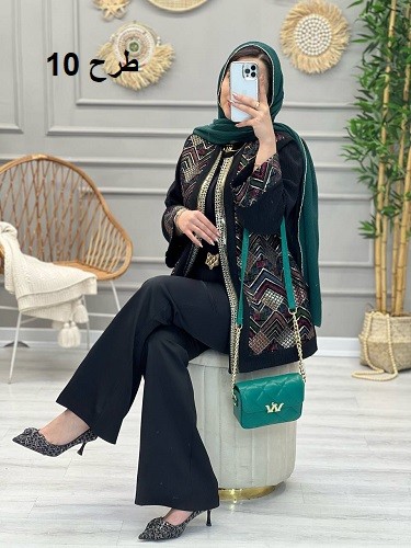 1129-مانتو مزونی سوزن دوزی برازنده