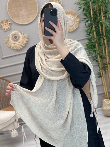 0220- شال کرم طرح بندی