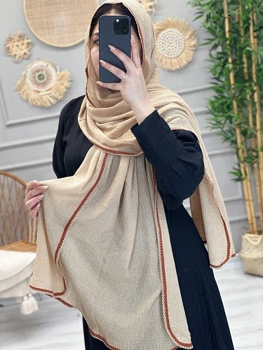 0220- شال کرم طرح بندی