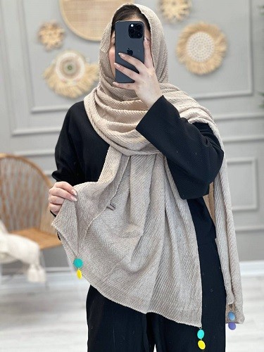 0220- شال کرم طرح بندی