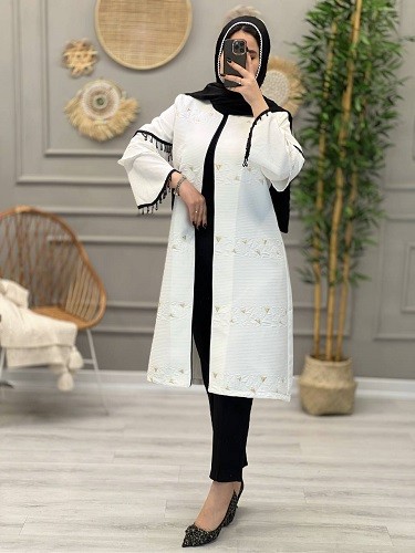 1141-مانتو مزونی ژاکارد شیکان