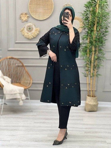 1141-مانتو مزونی ژاکارد شیکان