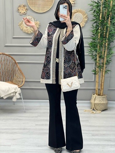 1143-مانتو مزونی سوزن دوزی پریماه