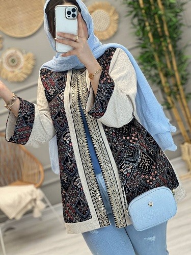 1143-مانتو مزونی سوزن دوزی پریماه