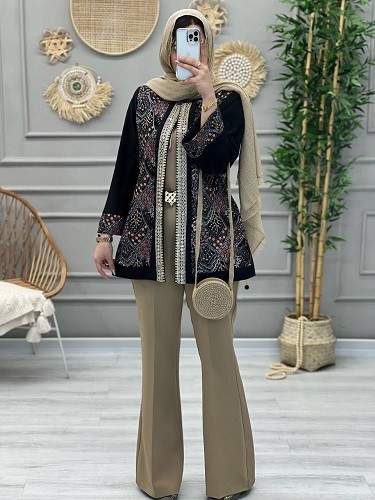 1143-مانتو مزونی سوزن دوزی پریماه