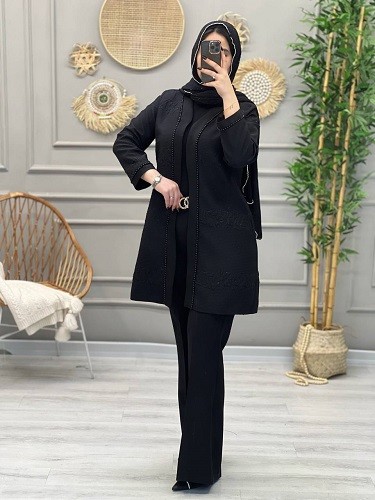 1194- مانتو ژاکارد مرواریدی