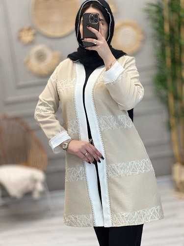 1194- مانتو ژاکارد مرواریدی