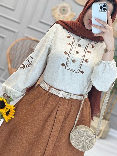 1196- ست شومیز دامن گلدوزی