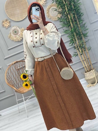 1196- ست شومیز دامن گلدوزی