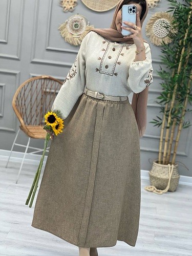 1196- ست شومیز دامن گلدوزی