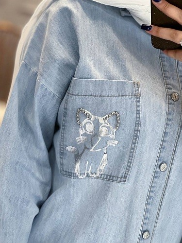 1215- کت جین نگینی