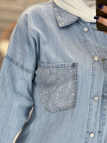 1215- کت جین نگینی