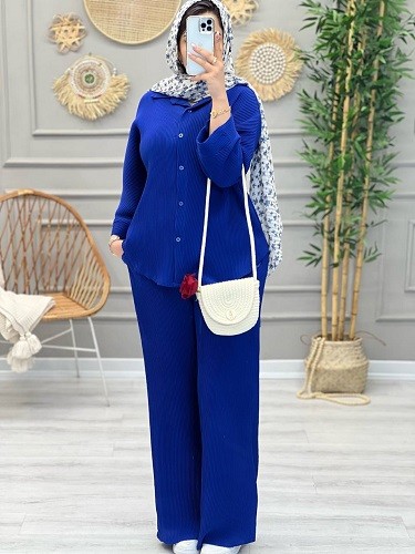 1217- ست شومیز شلوار پلیسه