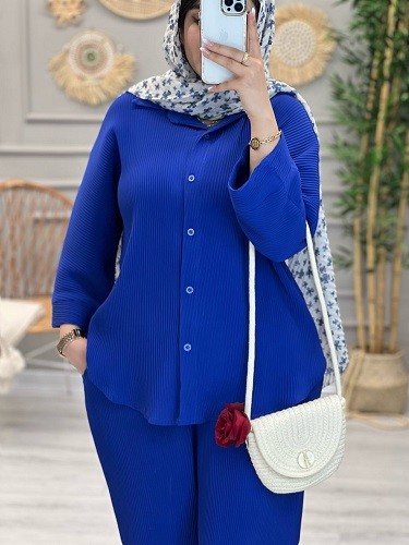 1217- ست شومیز شلوار پلیسه