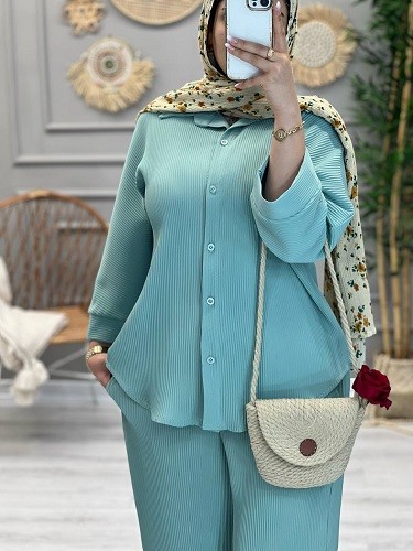 1217- ست شومیز شلوار پلیسه