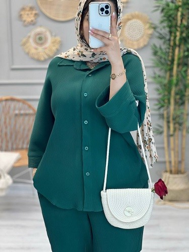 1217- ست شومیز شلوار پلیسه