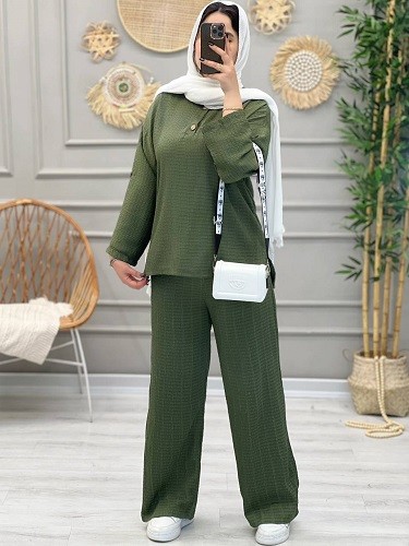 1246- ست شومیز شلوار نیلای