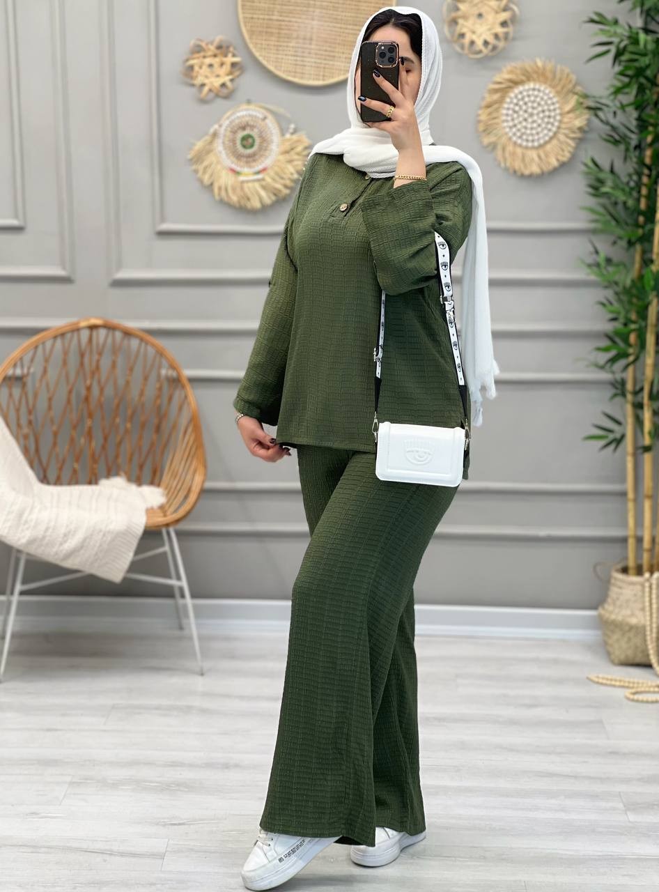 1246- ست شومیز شلوار نیلای