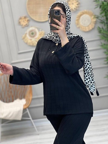 1246- ست شومیز شلوار نیلای