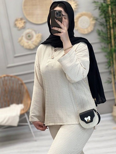 1246- ست شومیز شلوار نیلای