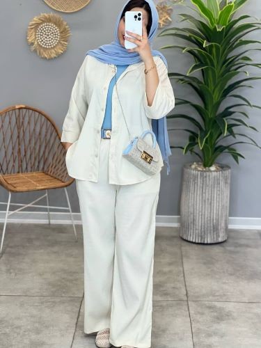 1414- ست شومیز شلوار پیلیسه