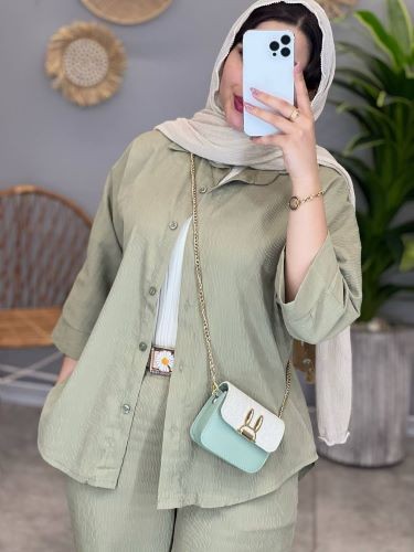 1414- ست شومیز شلوار پیلیسه