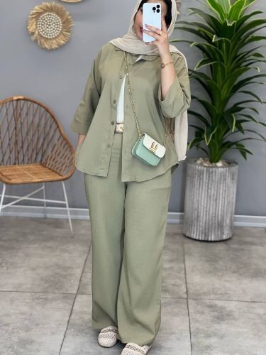 1414- ست شومیز شلوار پیلیسه