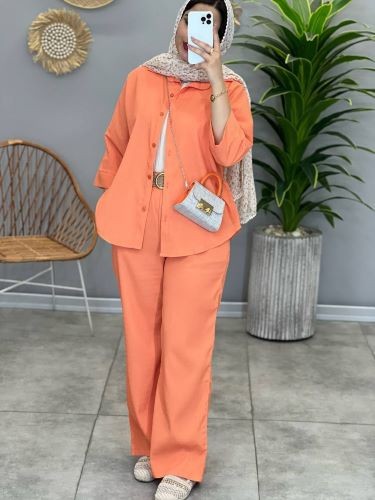 1414- ست شومیز شلوار پیلیسه