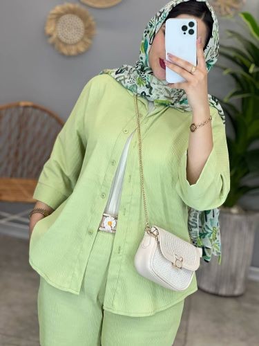 1414- ست شومیز شلوار پیلیسه