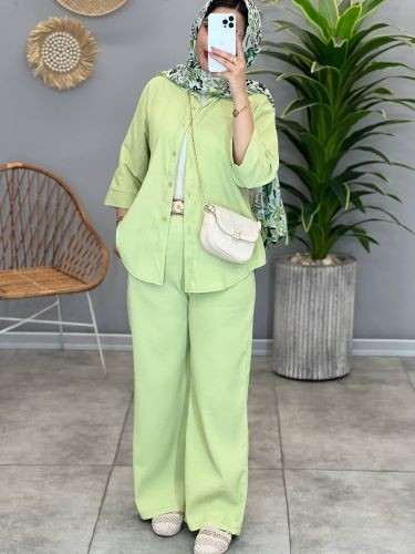 1414- ست شومیز شلوار پیلیسه