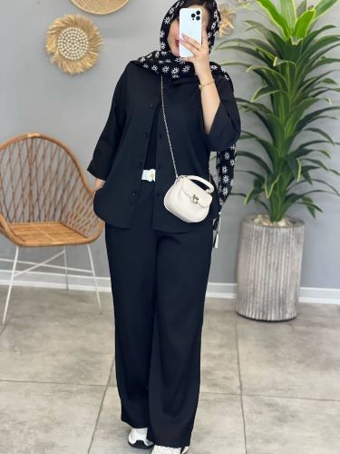 1414- ست شومیز شلوار پیلیسه