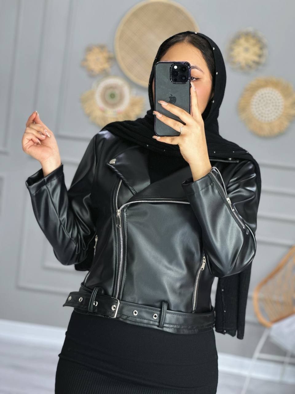 0826-کت چرم ماوی