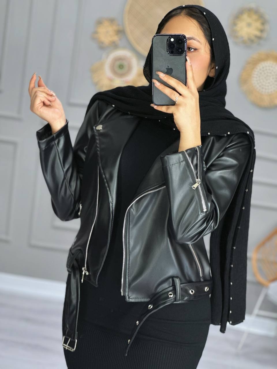 0826-کت چرم ماوی