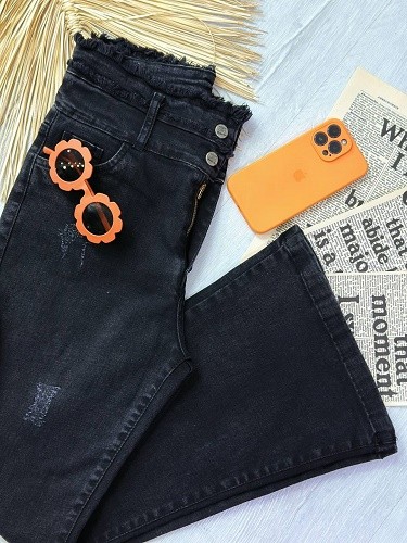 0847_شلوار جین ذغالی کمرگنی