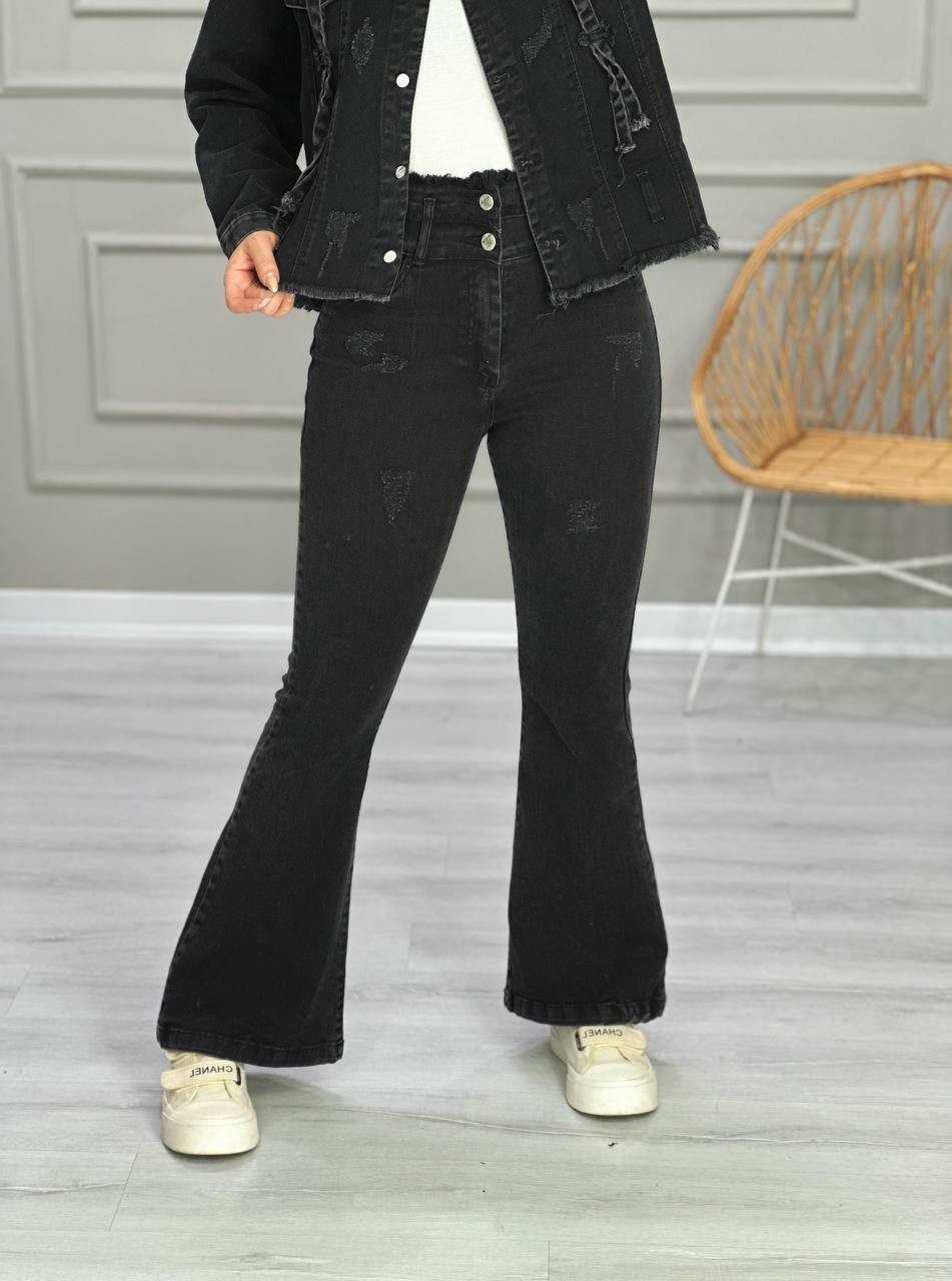 0847_شلوار جین ذغالی کمرگنی