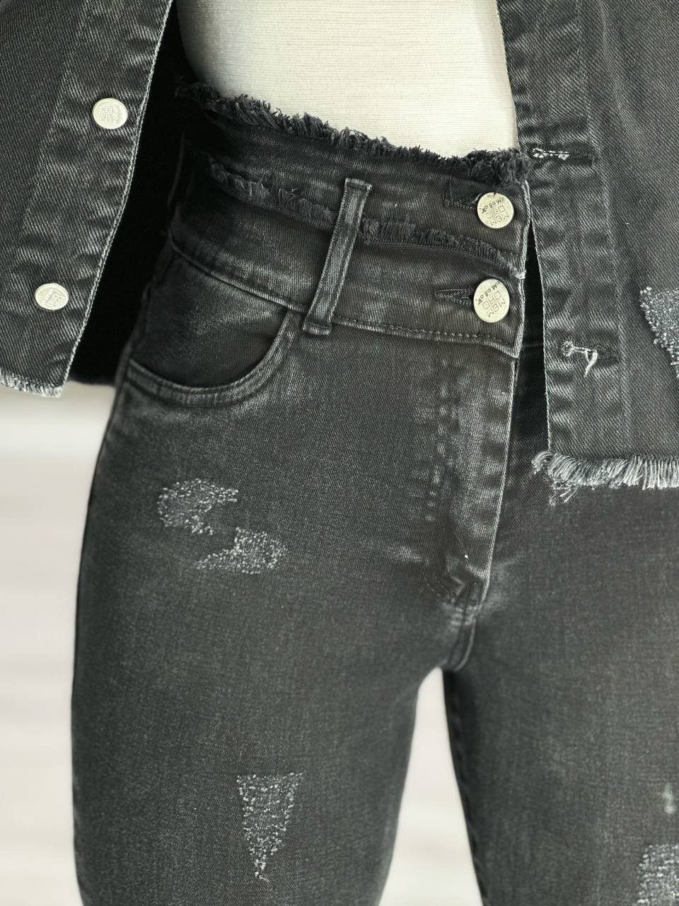 0847_شلوار جین ذغالی کمرگنی