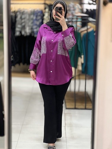 1068- شومیز ساتن نگین