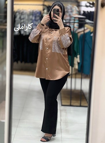 1068- شومیز ساتن نگین