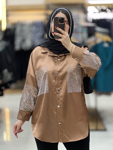 1068- شومیز ساتن نگین