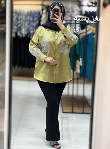 1068- شومیز ساتن نگین