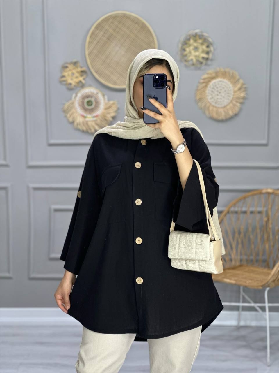 0705-مانتو مشکی روژان