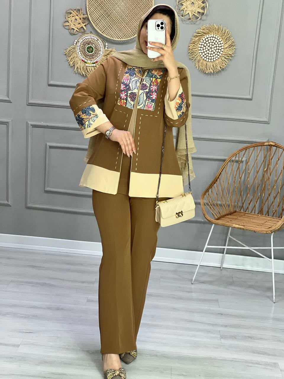 1054-کت و شلوار مزونی کوک دوزی