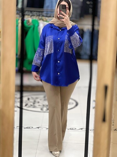 1068- شومیز ساتن نگین