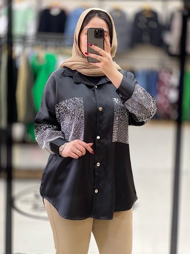 1068- شومیز ساتن نگین