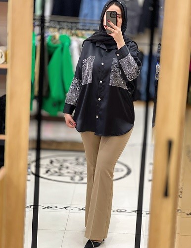 1068- شومیز ساتن نگین