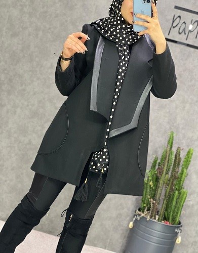 0219_پالتو فوتر یقه چرم