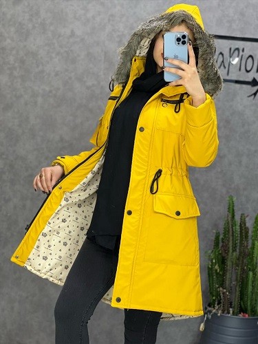 0225_کاپشن تیوپی کلاه خز