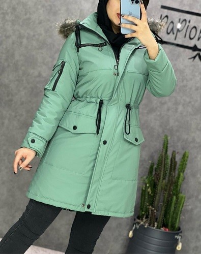 0225_کاپشن تیوپی کلاه خز