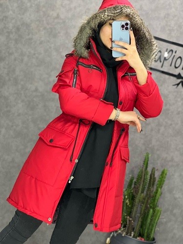 0225_کاپشن تیوپی کلاه خز