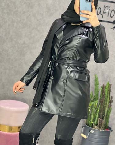 0237_کتی چرم آستین دکمه